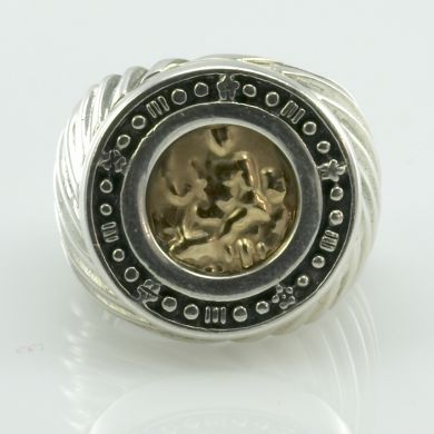 Menegatti Tagliamonte 925 Sterling Silver & 18K Gold Ring