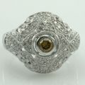 1 1/2 Carat Cognac Diamond 14K White Gold Ring